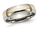 Men's 6mm Comfort Fit Titanium Wedding Band Ring with 14K Gold Inlay